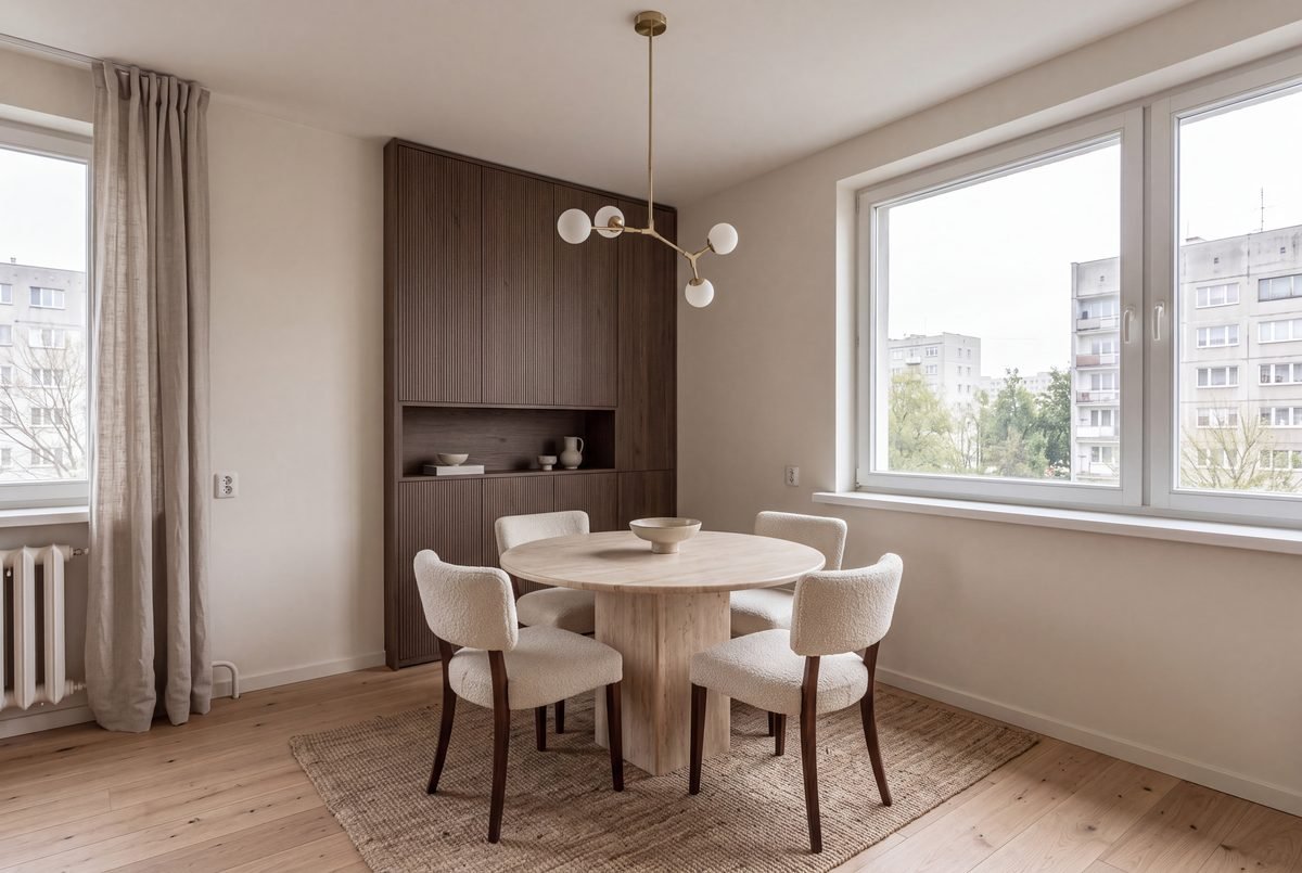Dining room, Mokotów Smoked Oak Kitchen (After)