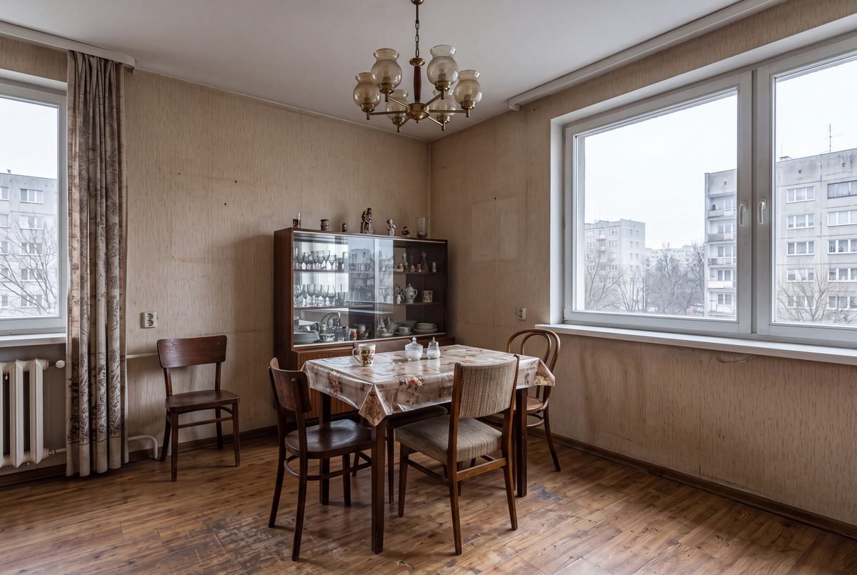 Dining room, Mokotów Smoked Oak Kitchen (Before)