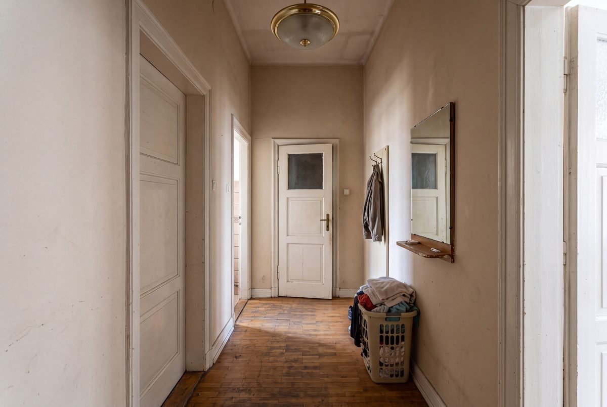 Dressing hall, Walnut Master Suite (Before)