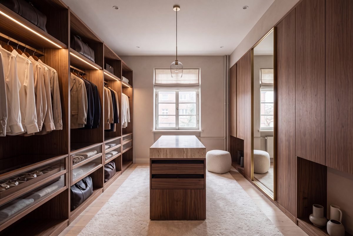 Walk-in wardrobe, Walnut Master Suite (After)