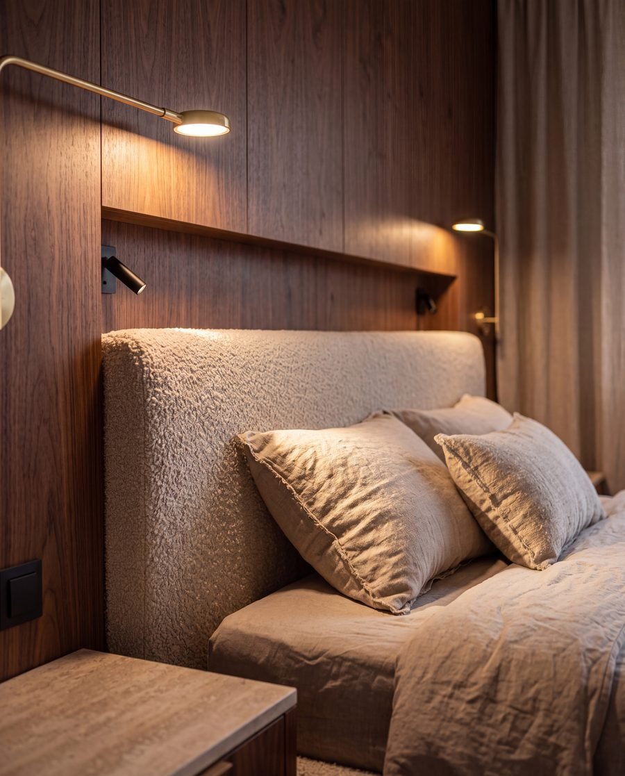 Integrated reading light and bouclé