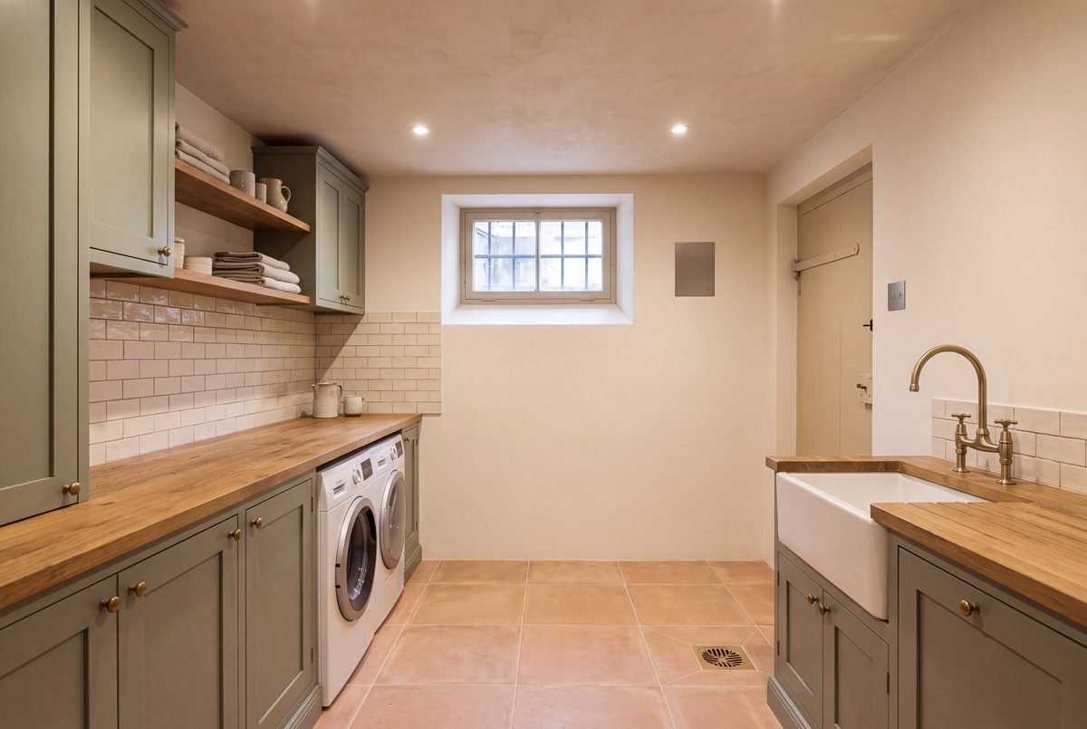 Laundry room, Villa Verde Bathrooms (After)
