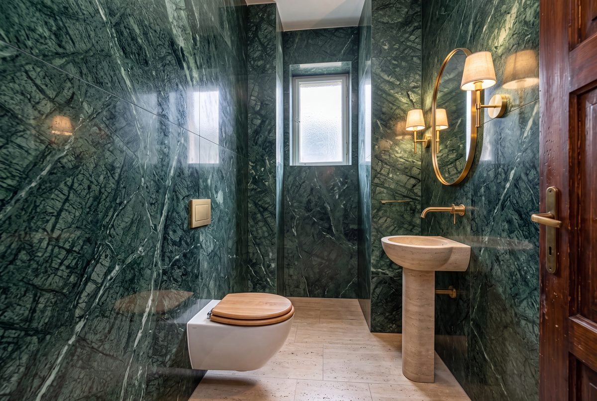 Powder room, Villa Verde Bathrooms (After)