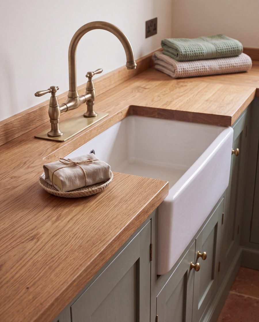 Fireclay sink in the laundry room